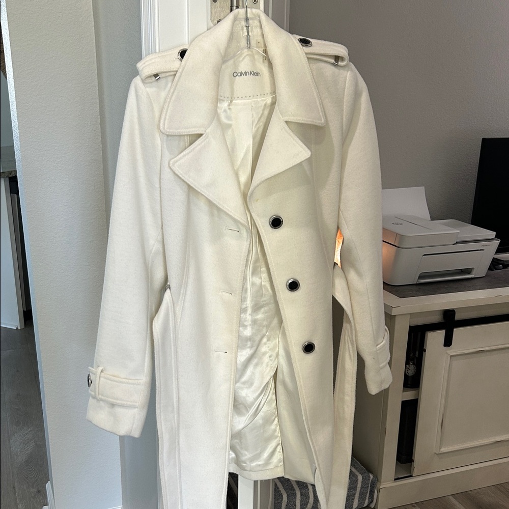 Calvin Klein Women's White Trench Coat
